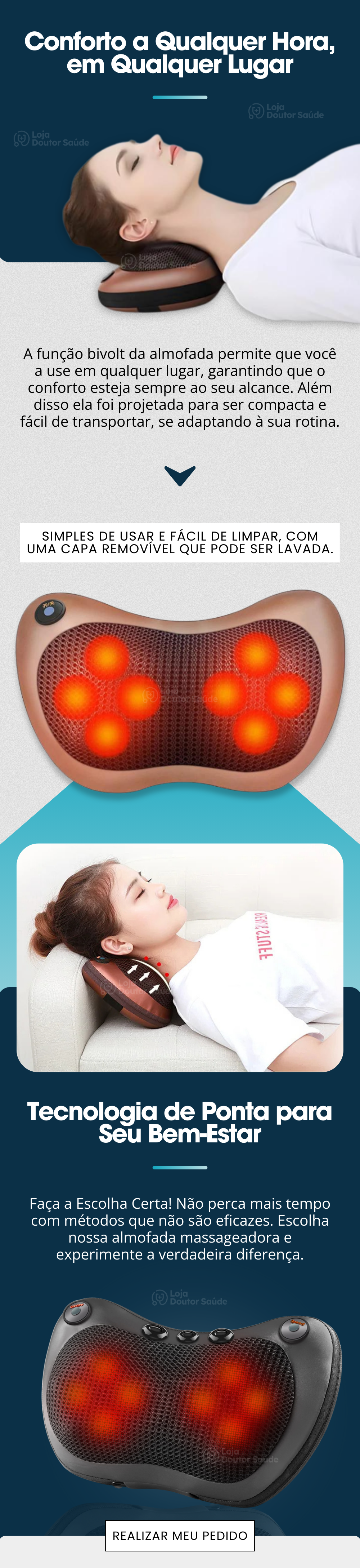 Almofada Massageadora Shiatsu Com Infravermelho Espaço Saúde